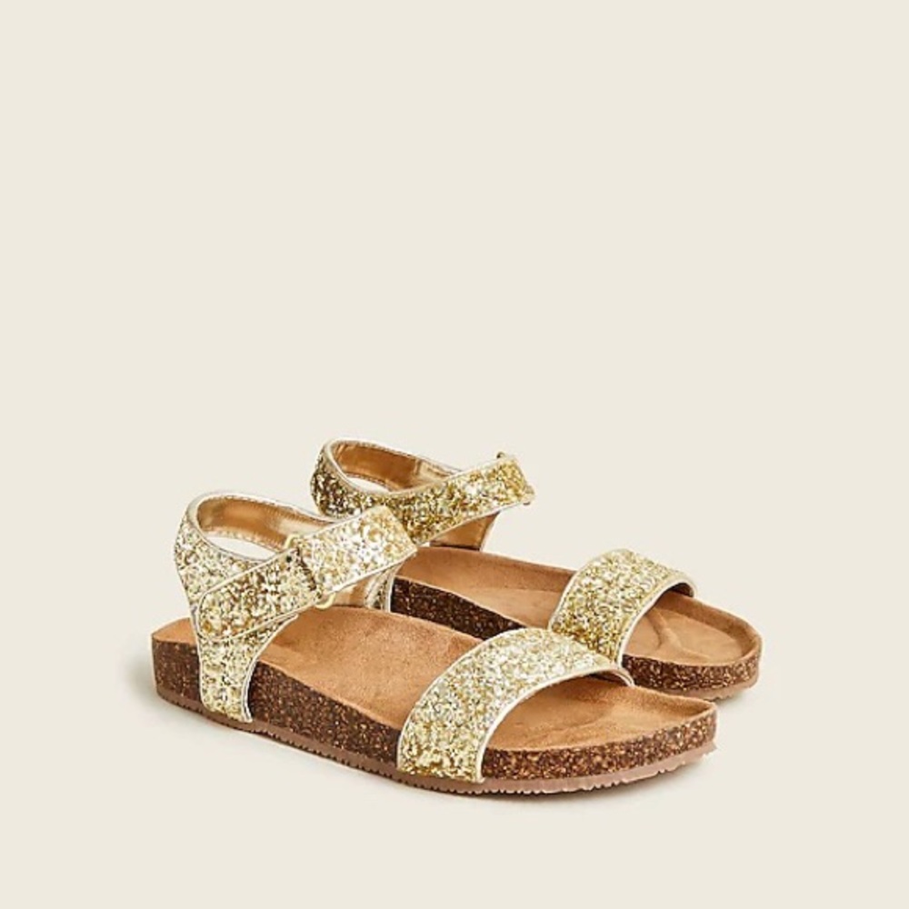 Girls' cork-sole glitter-strap sandals